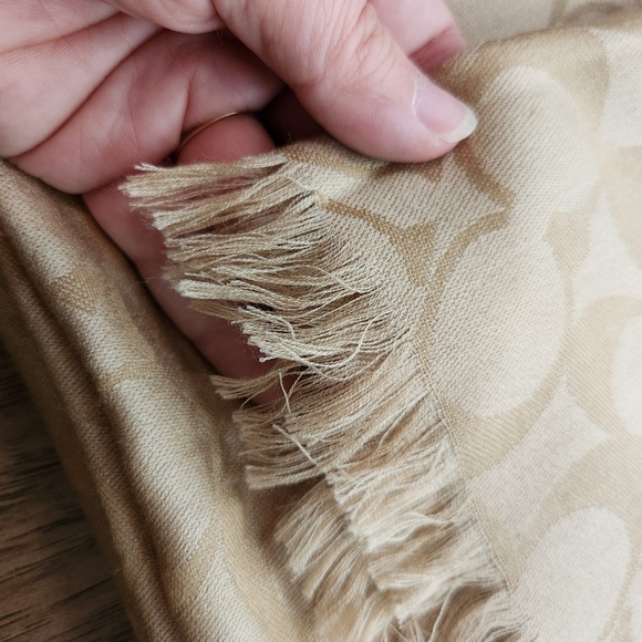 COACH monogram wool/silk pattern scarf - Picture 3 of 8